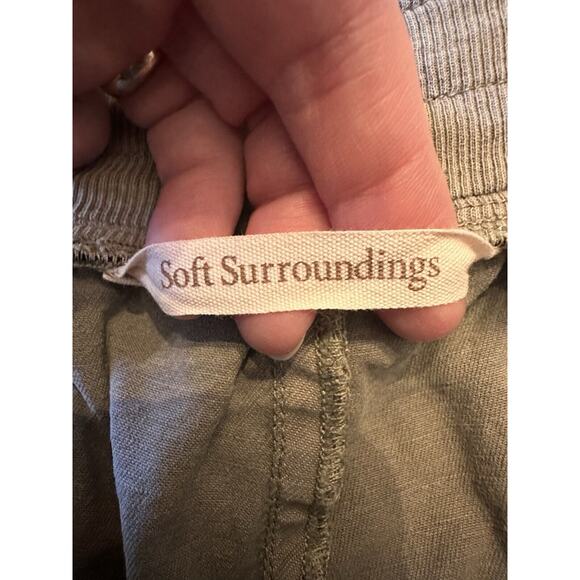 Soft Surroundings Size 2xL Green Pull On Pants Roll Buckle Hem Cropped - Picture 7 of 16